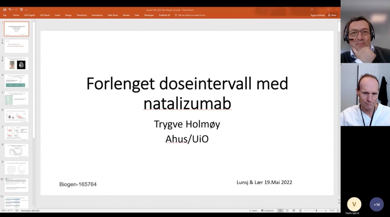 Lunsj & Lær: «Forlenget doseringsintervall med natalizumab» - 19. mai 2022